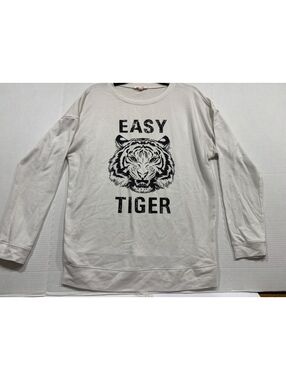 Mazik Easy Tiger cream graphic long sleeve top M